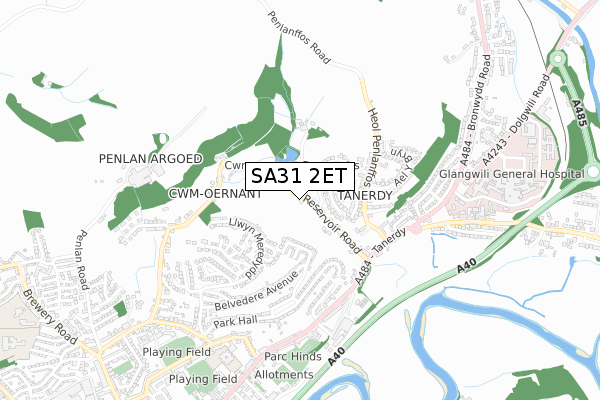 SA31 2ET map - small scale - OS Open Zoomstack (Ordnance Survey)