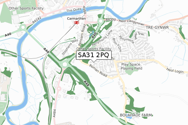 SA31 2PQ map - small scale - OS Open Zoomstack (Ordnance Survey)