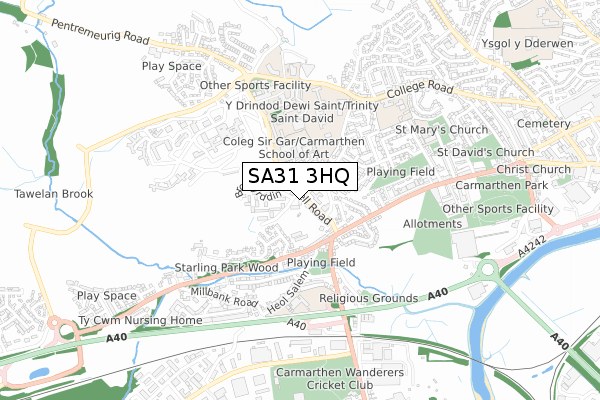 SA31 3HQ map - small scale - OS Open Zoomstack (Ordnance Survey)