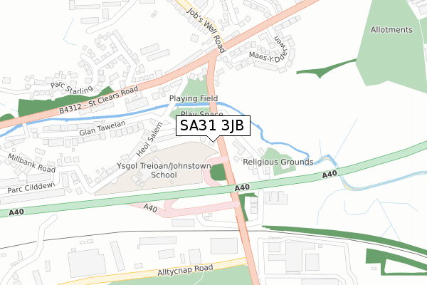 SA31 3JB map - large scale - OS Open Zoomstack (Ordnance Survey)