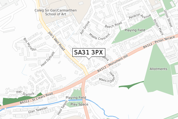 SA31 3PX map - large scale - OS Open Zoomstack (Ordnance Survey)