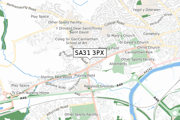 SA31 3PX map - small scale - OS Open Zoomstack (Ordnance Survey)