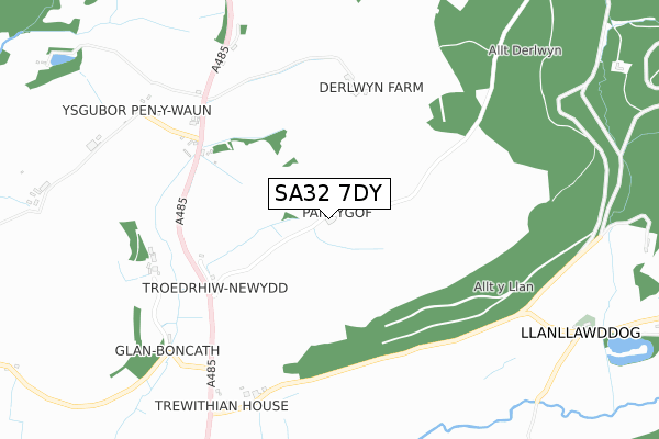 SA32 7DY map - small scale - OS Open Zoomstack (Ordnance Survey) SA32 7DY map - small scale - OS Open Zoomstack (Ordnance Survey)