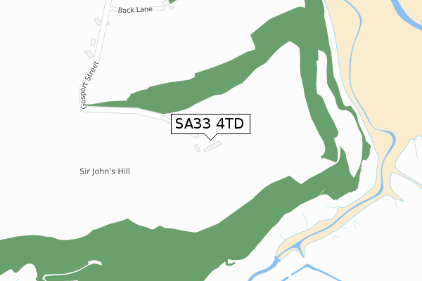 SA33 4TD map - large scale - OS Open Zoomstack (Ordnance Survey)