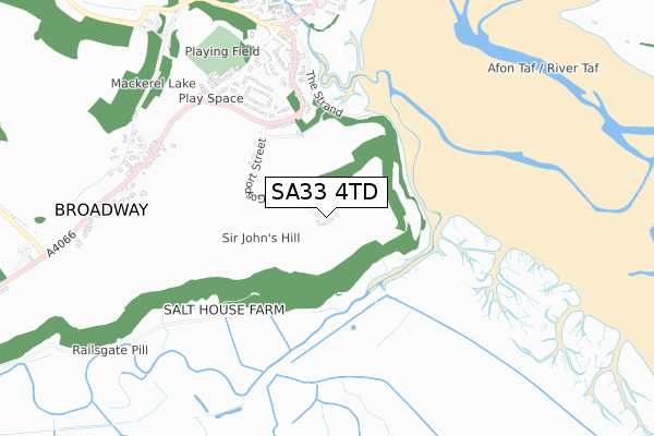 SA33 4TD map - small scale - OS Open Zoomstack (Ordnance Survey)