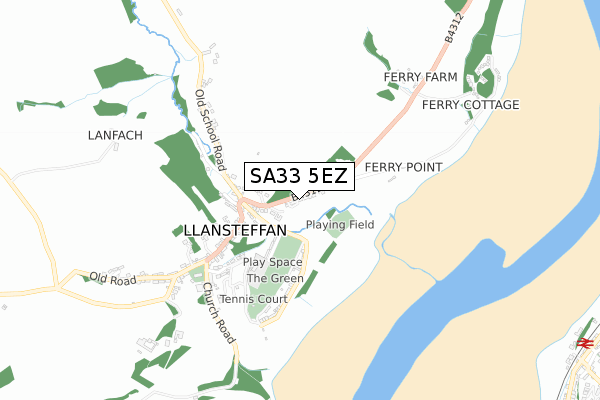 SA33 5EZ map - small scale - OS Open Zoomstack (Ordnance Survey)