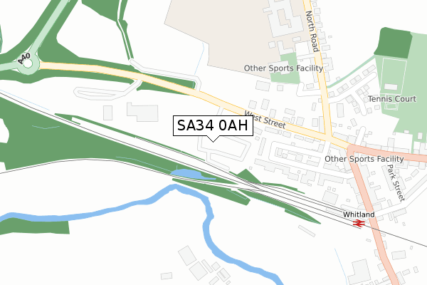 SA34 0AH map - large scale - OS Open Zoomstack (Ordnance Survey)
