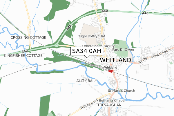 SA34 0AH map - small scale - OS Open Zoomstack (Ordnance Survey)