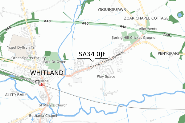 SA34 0JF map - small scale - OS Open Zoomstack (Ordnance Survey) SA34 0JF map - small scale - OS Open Zoomstack (Ordnance Survey)