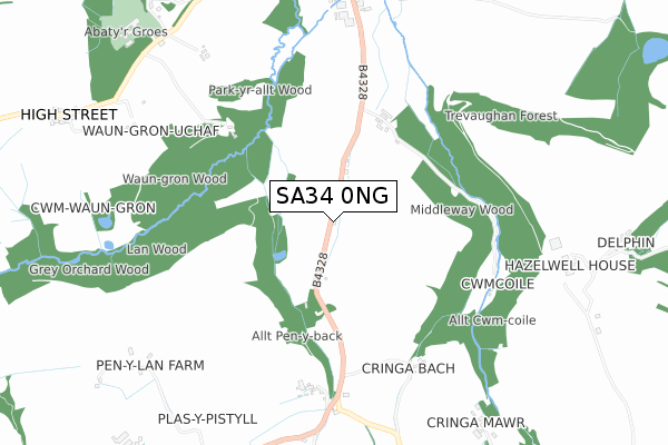 SA34 0NG map - small scale - OS Open Zoomstack (Ordnance Survey)