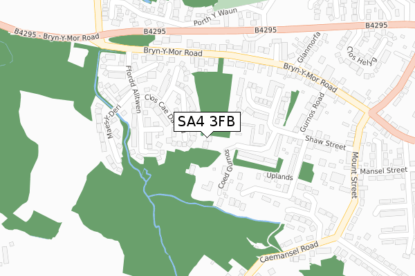 SA4 3FB map - large scale - OS Open Zoomstack (Ordnance Survey)