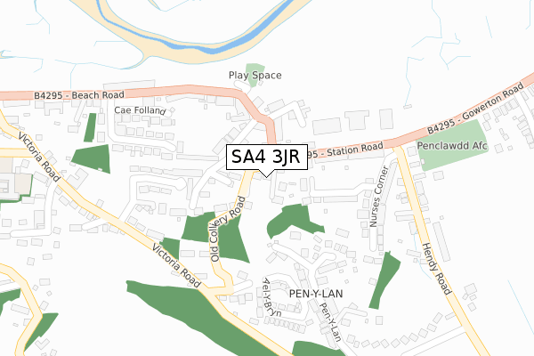 SA4 3JR map - large scale - OS Open Zoomstack (Ordnance Survey)