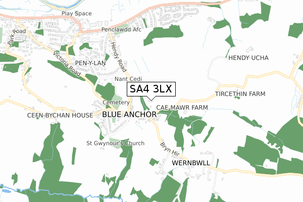 SA4 3LX map - small scale - OS Open Zoomstack (Ordnance Survey)