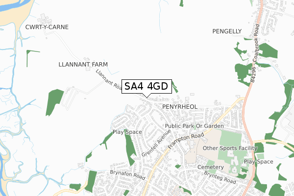 SA4 4GD map - small scale - OS Open Zoomstack (Ordnance Survey)