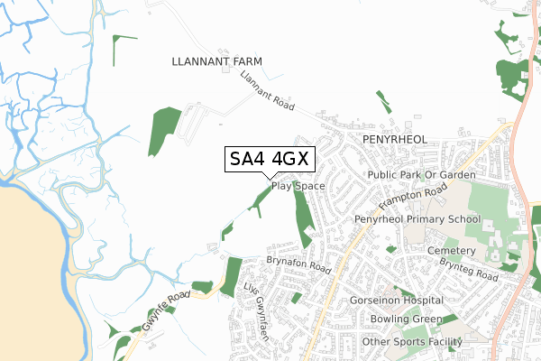 SA4 4GX map - small scale - OS Open Zoomstack (Ordnance Survey) SA4 4GX map - small scale - OS Open Zoomstack (Ordnance Survey)