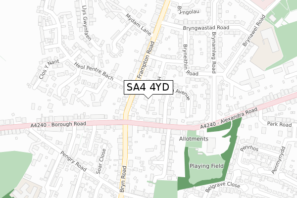 SA4 4YD map - large scale - OS Open Zoomstack (Ordnance Survey) SA4 4YD map - large scale - OS Open Zoomstack (Ordnance Survey)