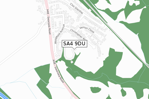SA4 9DU map - large scale - OS Open Zoomstack (Ordnance Survey)