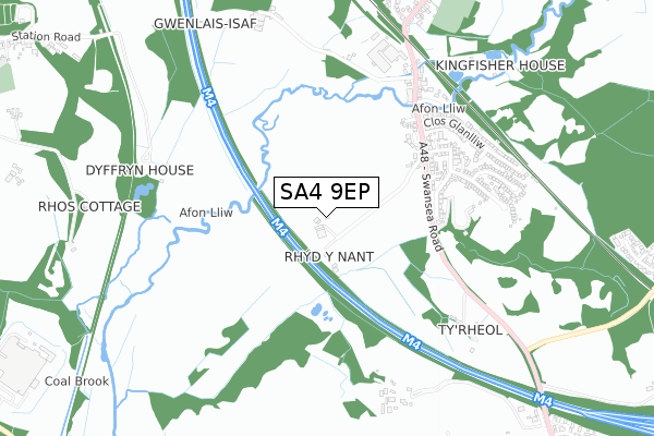 SA4 9EP map - small scale - OS Open Zoomstack (Ordnance Survey)