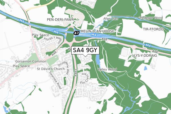 SA4 9GY map - small scale - OS Open Zoomstack (Ordnance Survey) SA4 9GY map - small scale - OS Open Zoomstack (Ordnance Survey)