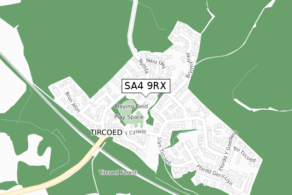 SA4 9RX map - large scale - OS Open Zoomstack (Ordnance Survey)