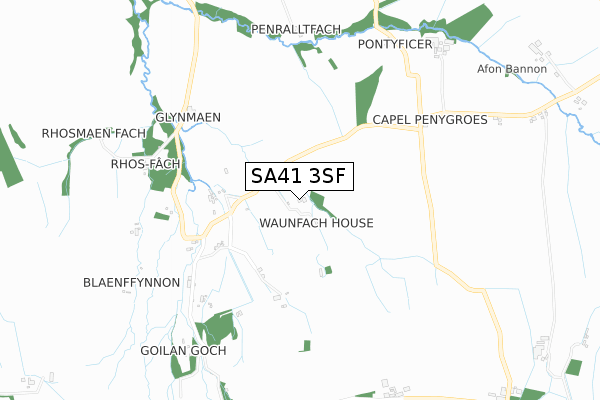 SA41 3SF map - small scale - OS Open Zoomstack (Ordnance Survey) SA41 3SF map - small scale - OS Open Zoomstack (Ordnance Survey)