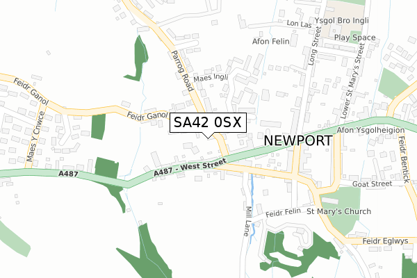 SA42 0SX map - large scale - OS Open Zoomstack (Ordnance Survey)