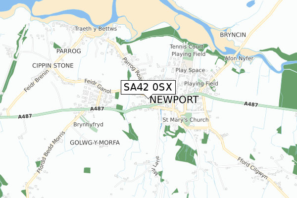 SA42 0SX map - small scale - OS Open Zoomstack (Ordnance Survey)