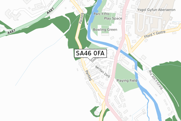 SA46 0FA map - large scale - OS Open Zoomstack (Ordnance Survey)