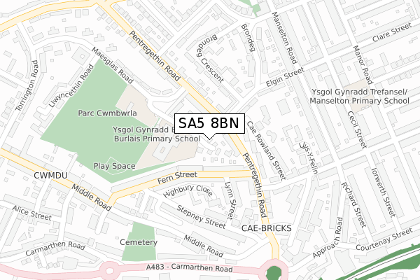 SA5 8BN map - large scale - OS Open Zoomstack (Ordnance Survey)