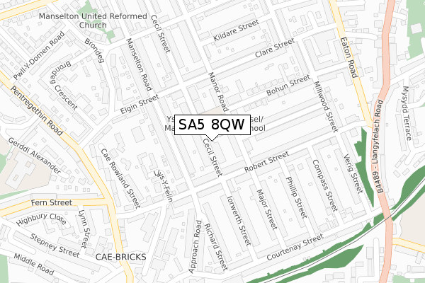 SA5 8QW map - large scale - OS Open Zoomstack (Ordnance Survey) SA5 8QW map - large scale - OS Open Zoomstack (Ordnance Survey)
