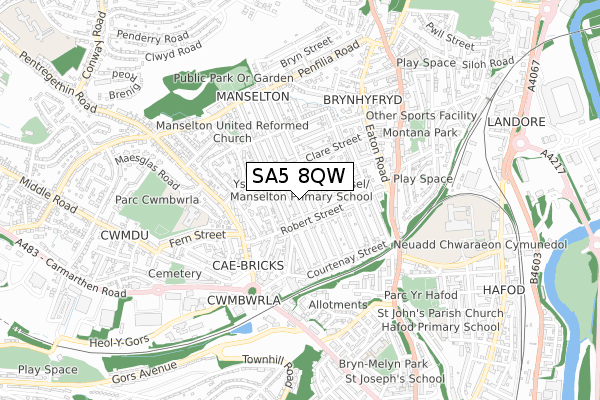 SA5 8QW map - small scale - OS Open Zoomstack (Ordnance Survey) SA5 8QW map - small scale - OS Open Zoomstack (Ordnance Survey)