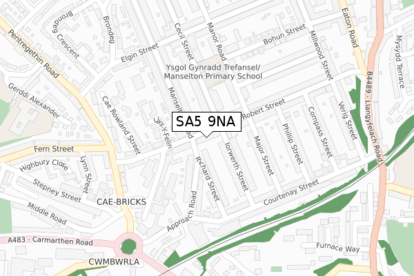 SA5 9NA map - large scale - OS Open Zoomstack (Ordnance Survey)