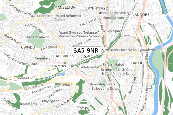 SA5 9NR map - small scale - OS Open Zoomstack (Ordnance Survey)