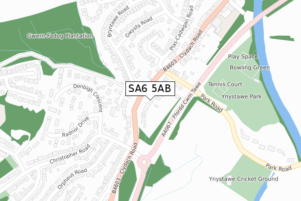 SA6 5AB map - large scale - OS Open Zoomstack (Ordnance Survey)