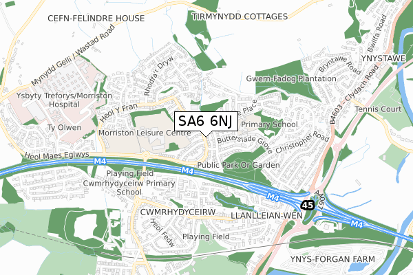 SA6 6NJ map - small scale - OS Open Zoomstack (Ordnance Survey)