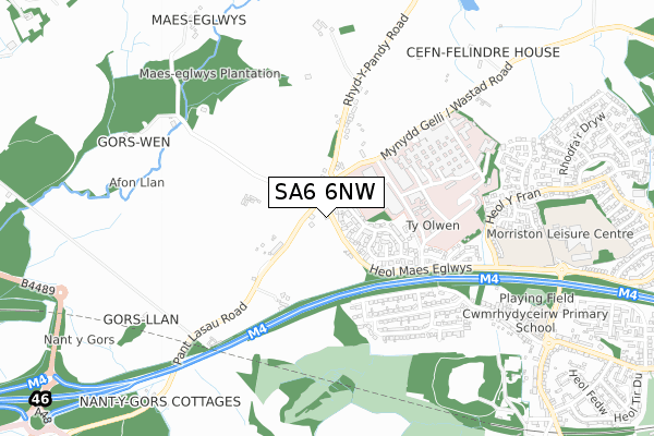 SA6 6NW map - small scale - OS Open Zoomstack (Ordnance Survey)
