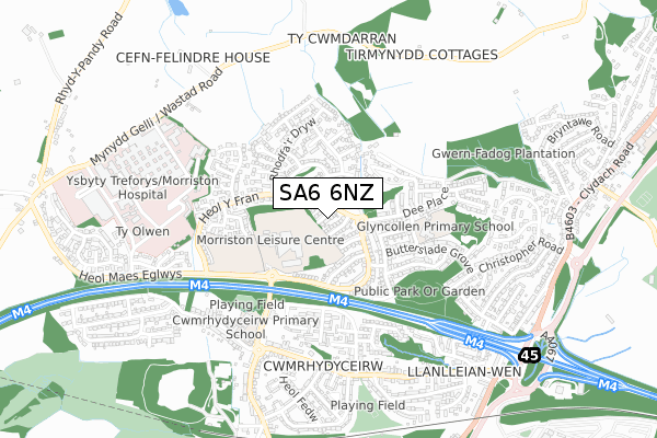 SA6 6NZ map - small scale - OS Open Zoomstack (Ordnance Survey)