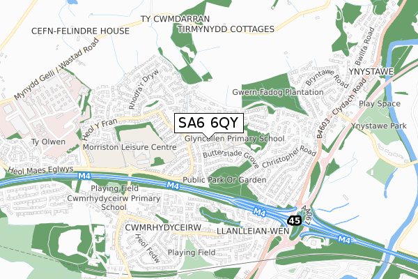 SA6 6QY map - small scale - OS Open Zoomstack (Ordnance Survey)