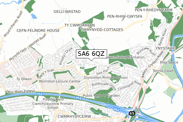 SA6 6QZ map - small scale - OS Open Zoomstack (Ordnance Survey)