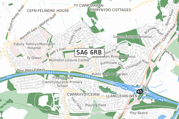 SA6 6RB map - small scale - OS Open Zoomstack (Ordnance Survey)