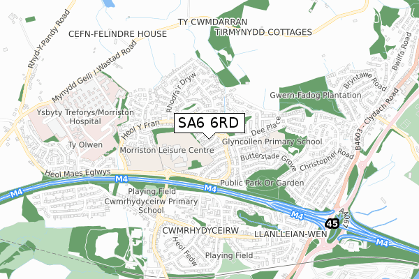 SA6 6RD map - small scale - OS Open Zoomstack (Ordnance Survey)
