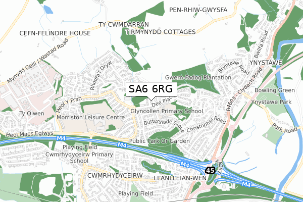 SA6 6RG map - small scale - OS Open Zoomstack (Ordnance Survey)