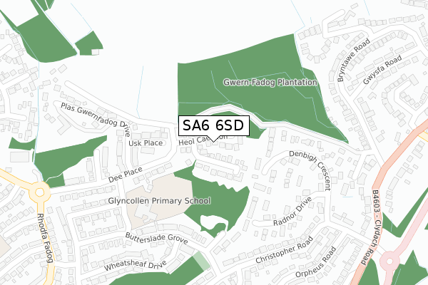 SA6 6SD map - large scale - OS Open Zoomstack (Ordnance Survey)