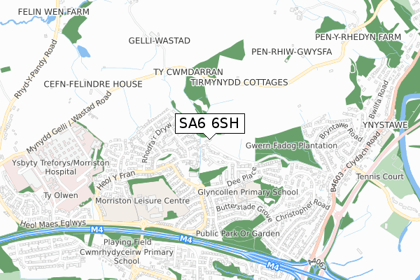 SA6 6SH map - small scale - OS Open Zoomstack (Ordnance Survey)
