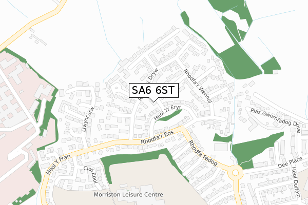 SA6 6ST map - large scale - OS Open Zoomstack (Ordnance Survey)