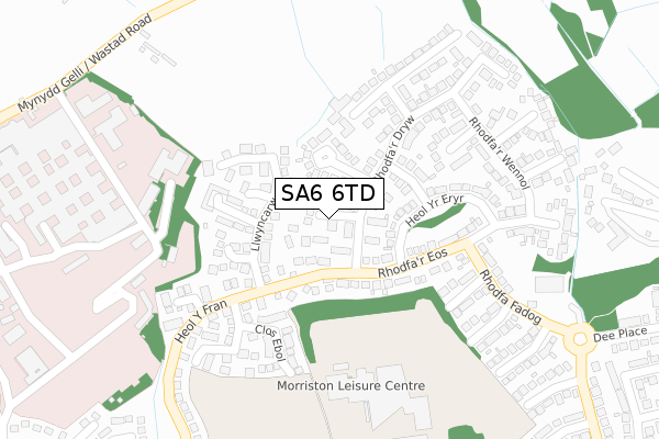SA6 6TD map - large scale - OS Open Zoomstack (Ordnance Survey)