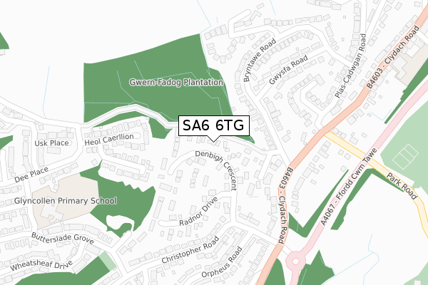 SA6 6TG map - large scale - OS Open Zoomstack (Ordnance Survey)