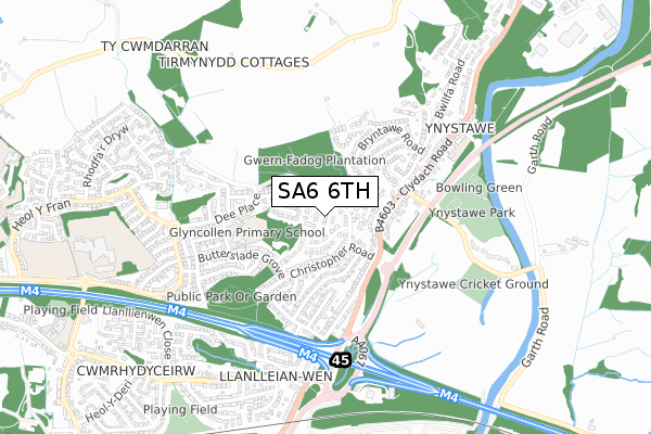 SA6 6TH map - small scale - OS Open Zoomstack (Ordnance Survey)