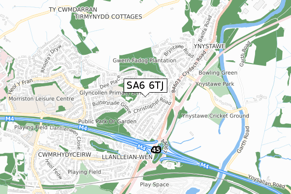 SA6 6TJ map - small scale - OS Open Zoomstack (Ordnance Survey)