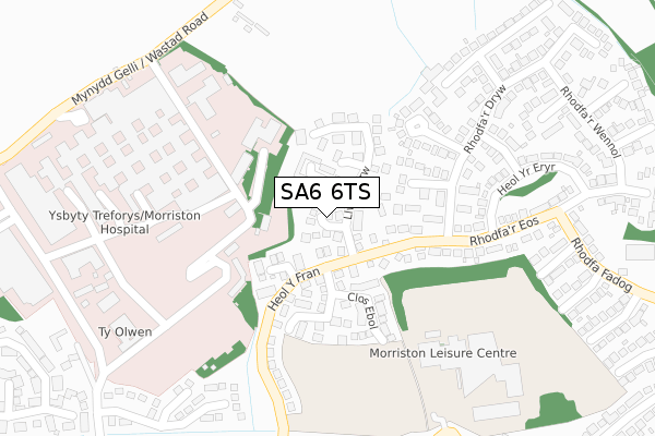 SA6 6TS map - large scale - OS Open Zoomstack (Ordnance Survey)